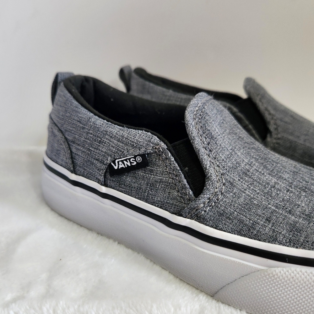 Vans Asher Heather Gray Classic Skate Canvas Slip On Sneaker Shoe Youth 12 - Picture 3 of 14